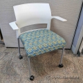 Blue/Yellow Steelcase Move Rolling Stacking Guest Chair w/ Arms